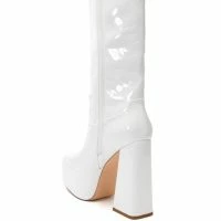 AZALEA WANG KACEY CHUNKY PATENT WESTERN BOOT IN WHITE -Sewing Down South shop azalea wang kacey chunky patent western boot in white white 4 4 c1