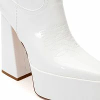 AZALEA WANG KACEY CHUNKY PATENT WESTERN BOOT IN WHITE -Sewing Down South shop azalea wang kacey chunky patent western boot in white white 5 5 c1