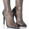 AZALEA WANG KATE BLING MESH BOOTIE IN BLACK
