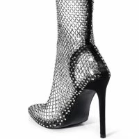 AZALEA WANG KATE BLING MESH BOOTIE IN BLACK -Sewing Down South shop azalea wang kate bling mesh bootie in black black 4 4