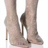 AZALEA WANG KATE BLING MESH BOOTIE IN NUDE
