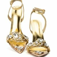 AZALEA WANG KEEP IT SWEET STILETTO SANDAL IN GOLD -Sewing Down South shop azalea wang keep it sweet stiletto sandal in gold gold 5 5