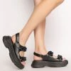 AZALEA WANG KEEP ON MOVING FLATFORM SANDAL IN BLACK