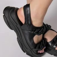 AZALEA WANG KEEP ON MOVING FLATFORM SANDAL IN BLACK -Sewing Down South shop azalea wang keep on moving flatform sandal in black black 5 5