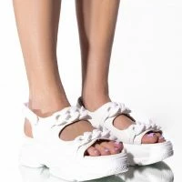 AZALEA WANG KEEP ON MOVING FLATFORM SANDAL IN WHITE -Sewing Down South shop azalea wang keep on moving flatform sandal in white white 1 1 c1 c1