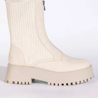 AZALEA WANG KENNEDY KNIT FRONT ZIP FLATFORM BOOTIE IN BONE -Sewing Down South shop azalea wang kennedy knit front zip flatform bootie in bone bone 3 3