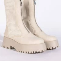 AZALEA WANG KENNEDY KNIT FRONT ZIP FLATFORM BOOTIE IN BONE -Sewing Down South shop azalea wang kennedy knit front zip flatform bootie in bone bone 4 4