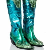 AZALEA WANG KNOX METALLIC WESTERN BOOT IN METALLIC BLUES