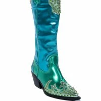 AZALEA WANG KNOX METALLIC WESTERN BOOT IN METALLIC BLUES -Sewing Down South shop azalea wang knox metallic western boot in metallic blues blue multi 3 3 c1 c1