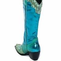 AZALEA WANG KNOX METALLIC WESTERN BOOT IN METALLIC BLUES -Sewing Down South shop azalea wang knox metallic western boot in metallic blues blue multi 4 4 c1 c1