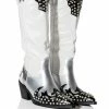 AZALEA WANG KNOX RHINESTONE EMBELLISHED WESTERN BOOT IN WHITE BLACK