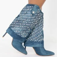 AZALEA WANG LEAVE IT ALL BEHIND STILETTO BOOTIE -Sewing Down South shop azalea wang leave it all behind stiletto bootie denim 2 2
