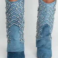 AZALEA WANG LEAVE IT ALL BEHIND STILETTO BOOTIE -Sewing Down South shop azalea wang leave it all behind stiletto bootie denim 3