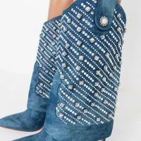 AZALEA WANG LEAVE IT ALL BEHIND STILETTO BOOTIE -Sewing Down South shop azalea wang leave it all behind stiletto bootie denim 5 5