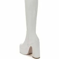 AZALEA WANG LET'S GO PARTY PU CHUNKY PLATFORM BOOT IN WHITE -Sewing Down South shop azalea wang lets go party pu chunky platform boot in white white 4 4 c1