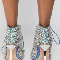 AZALEA WANG LIGHT IT UP STILETTO BOOTIE IN SILVER -Sewing Down South shop azalea wang light it up stiletto bootie in silver silver 4 4