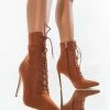 AZALEA WANG LIGHT ME UP STILETTO BOOTIE IN RUST
