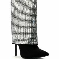 AZALEA WANG LIKE A MILLION BUCKS EMBELLISHED BOOTIE IN SILVER -Sewing Down South shop azalea wang like a million bucks embellished bootie in silver silver 3 3