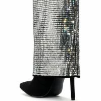 AZALEA WANG LIKE A MILLION BUCKS EMBELLISHED BOOTIE IN SILVER -Sewing Down South shop azalea wang like a million bucks embellished bootie in silver silver 4 4