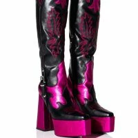 AZALEA WANG LILIANA CHUNKY WESTERN PLATFORM BOOT IN PINK