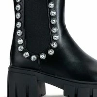 AZALEA WANG LINCOLN RHINESTONE FLATFORM CHELSEA BOOT IN BLACK -Sewing Down South shop azalea wang lincoln rhinestone flatform chelsea boot in black black 5 5
