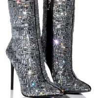 AZALEA WANG LIVELY RHINESTONE BOOTIE IN SILVER