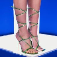 AZALEA WANG LOOK MY WAY STILETTO SANDAL IN GREEN -Sewing Down South shop azalea wang look my way stiletto sandal in green green 1 1 c1