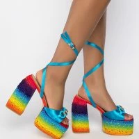 AZALEA WANG LOUD AND PROUD CHUNKY SANDAL IN RAINBOW