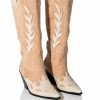 AZALEA WANG LOVE AND LIGHT MID CALF CHUNKY WESTERN BOOT IN NUDE