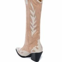 AZALEA WANG LOVE AND LIGHT MID CALF CHUNKY WESTERN BOOT IN NUDE -Sewing Down South shop azalea wang love and light mid calf chunky western boot in nude nude 4 4 c1