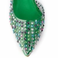 AZALEA WANG LOVE YOU SO EMBELLISHED FEATHER TRIM PVC PUMP IN GREEN -Sewing Down South shop azalea wang love you so embellished feather trim pvc pump in green green 5 5