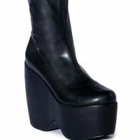 AZALEA WANG LOXLEY WEDGE BOOTIE IN BLACK -Sewing Down South shop azalea wang loxley wedge bootie in black black 3 3