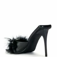 AZALEA WANG LULU FEATHER SLIP ON SANDAL IN BLACK -Sewing Down South shop azalea wang lulu feather slip on sandal in black black 4 4