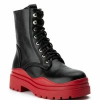 AZALEA WANG LUST LACE UP FLATFORM BOOTIE IN RED -Sewing Down South shop azalea wang lust lace up flatform bootie in red red 3 3