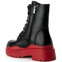 AZALEA WANG LUST LACE UP FLATFORM BOOTIE IN RED -Sewing Down South shop azalea wang lust lace up flatform bootie in red red 4 4