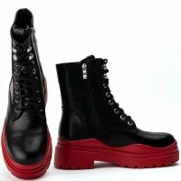 AZALEA WANG LUST LACE UP FLATFORM BOOTIE IN RED -Sewing Down South shop azalea wang lust lace up flatform bootie in red red 5 5