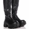 AZALEA WANG LYRICA CHUNKY BOOT IN BLACK PU