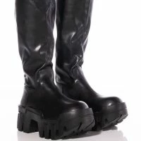 AZALEA WANG LYRICA CHUNKY BOOT IN BLACK PU