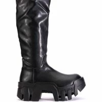 AZALEA WANG LYRICA CHUNKY BOOT IN BLACK PU -Sewing Down South shop azalea wang lyrica chunky boot in black pu black 4 4