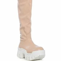 AZALEA WANG LYRICA NUDE PU CHUNKY BOOT -Sewing Down South shop azalea wang lyrica nude pu chunky boot nude 3 3