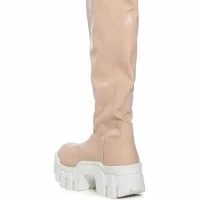 AZALEA WANG LYRICA NUDE PU CHUNKY BOOT -Sewing Down South shop azalea wang lyrica nude pu chunky boot nude 4 4