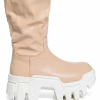 AZALEA WANG LYRICA NUDE PU CHUNKY BOOT -Sewing Down South shop azalea wang lyrica nude pu chunky boot nude 5 5