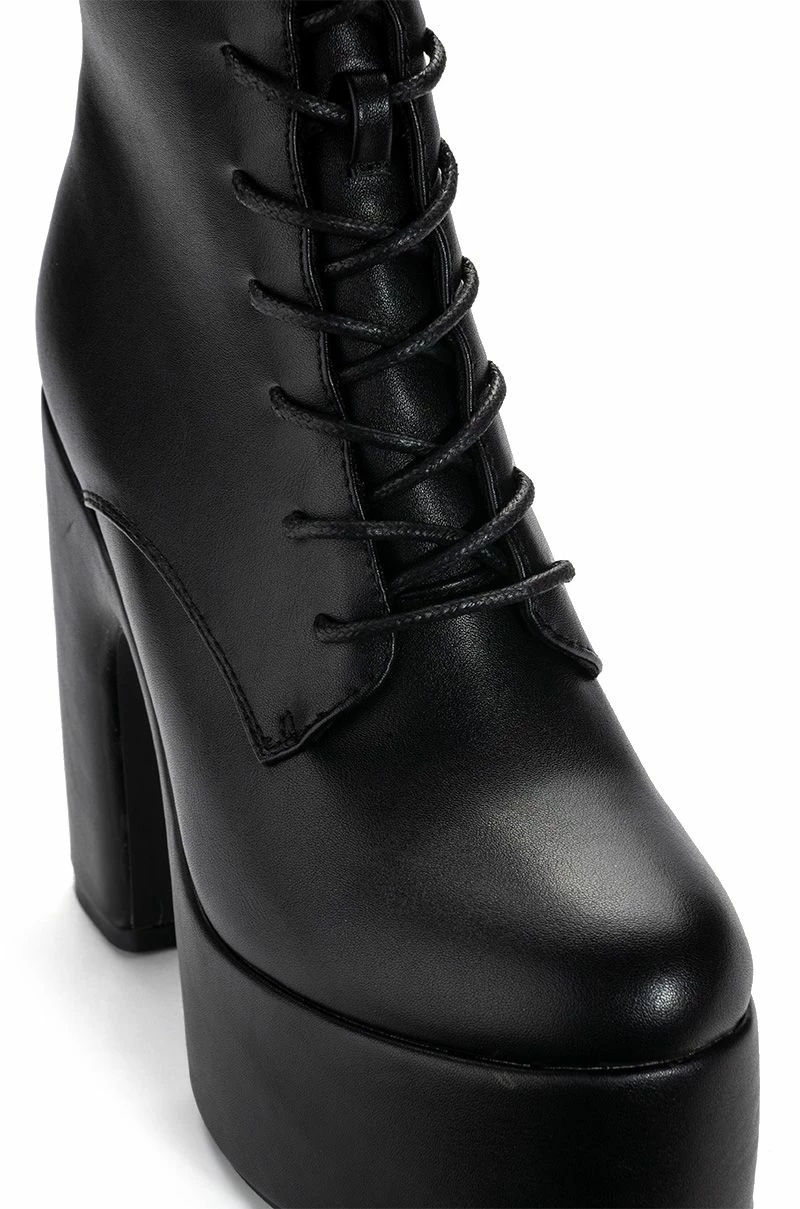 AZALEA WANG MAKE IT HAPPEN PU CHUNKY HEEL PLATFORM BOOTIE IN BLACK 5 AZALEA WANG MAKE IT HAPPEN PU CHUNKY HEEL PLATFORM BOOTIE IN BLACK - Image 5