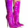 AZALEA WANG MAKE MY HEART SKIP A BEAT HOLOGRAPHIC STILETTO BOOTIE IN PINK