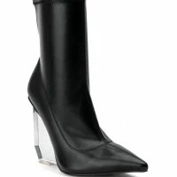 AZALEA WANG MAKE WAY CLEAR PVC WEDGE BOOTIE IN BLACK -Sewing Down South shop azalea wang make way clear pvc wedge bootie in black black 3 3