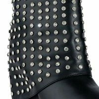 AZALEA WANG MARINA RHINESTONE STUDDED FOLD OVER WEDGE BOOTIE IN BLACK -Sewing Down South shop azalea wang marina rhinestone studded fold over wedge bootie in black black 5 5