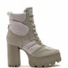 AZALEA WANG MARSALA LACE UP CHUNKY BOOTIE IN SAGE