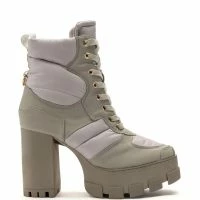 AZALEA WANG MARSALA LACE UP CHUNKY BOOTIE IN SAGE