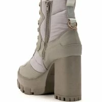 AZALEA WANG MARSALA LACE UP CHUNKY BOOTIE IN SAGE -Sewing Down South shop azalea wang marsala lace up chunky bootie in sage sage 4 4