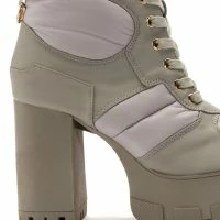 AZALEA WANG MARSALA LACE UP CHUNKY BOOTIE IN SAGE -Sewing Down South shop azalea wang marsala lace up chunky bootie in sage sage 5 5